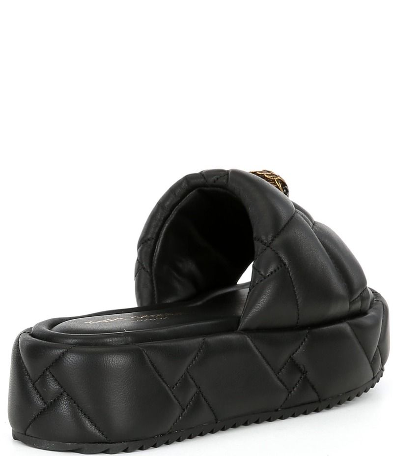 カートジェイガーロンドン レディース シューズ パンプス プラットフォーム サンダル キルティング レザー Kurt Geiger London Kensington Leather Quilted Puff Platform Slide Sandals Bl