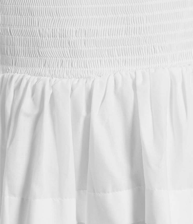 ビーダーリン レディース トップス ワンピース スカート シャーリング B Darlin Puff Short Sleeve Square Neck Smocked Skater Skirt Dress White ホワイト