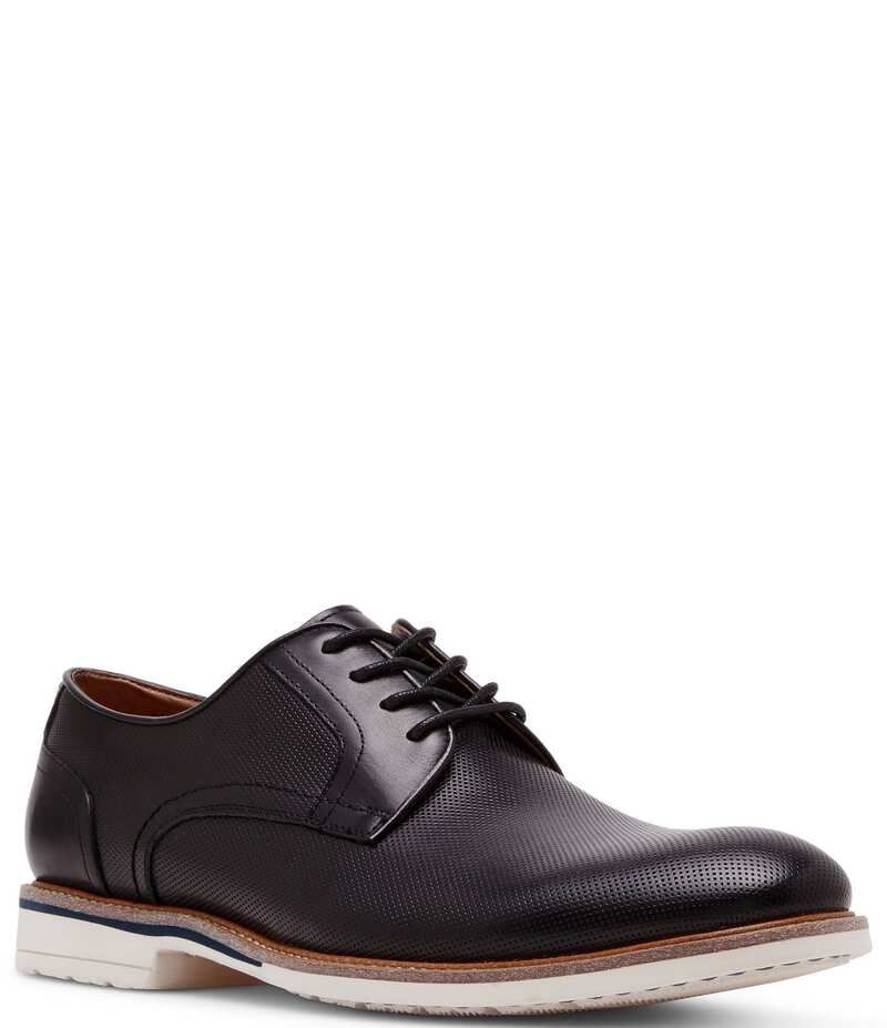 スティーブ マデン メンズ シューズ ドレスシューズ オックスフォード レース レザー Steve Madden Mens Bader Perforated Leather Plain Toe Lace Up Oxfords Black ブラック