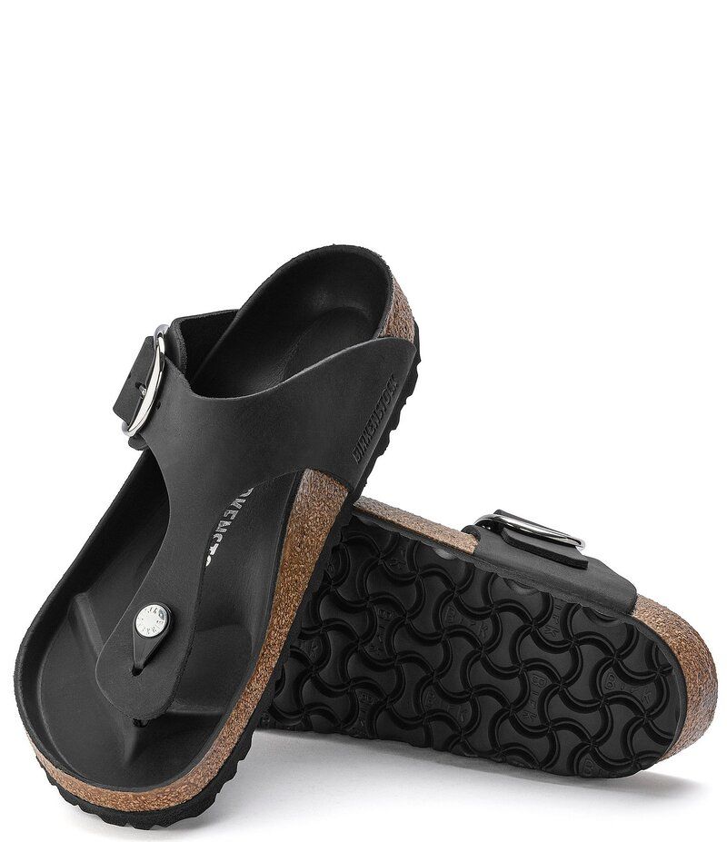 ビルケンシュトック レディース シューズ パンプス サンダル レザー Birkenstock Womens Gizeh Big Buckle Oiled Leather Thong Sandals True Black ブラック