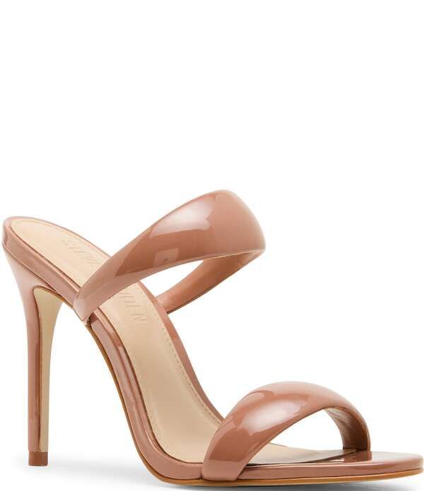スティーブ マデン レディース シューズ サンダル レザー Steve Madden Saturn Patent Leather Tubular Stiletto Dresslide Sandals Mocha モカ