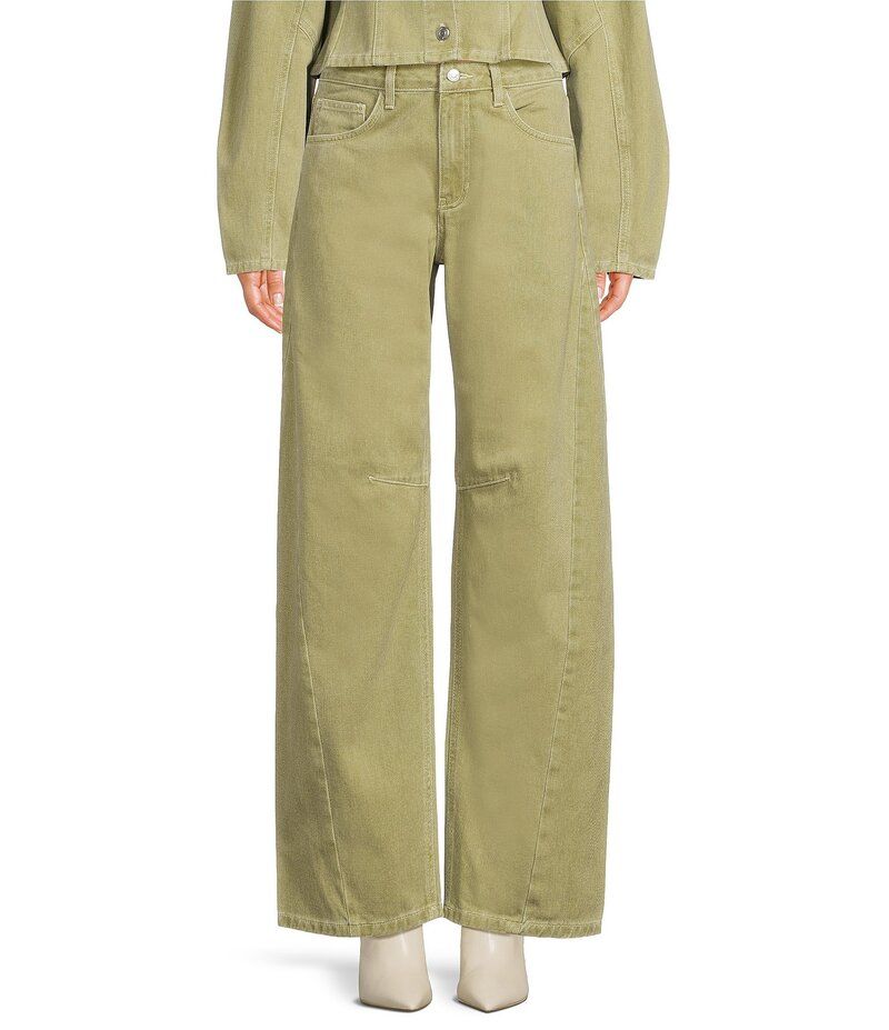 トップショップ レディース ボトムス デニムパンツ ジーンズ TOPSHOP Mid Rise Barrell Leg Jeans Green グリーン