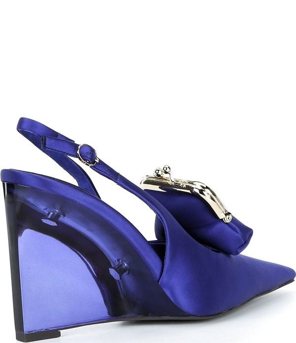 ジェフリー キャンベル レディース シューズ パンプス サテン Jeffrey Campbell PayMe Satin Coin Purse Ornament Slingback Wedge Pumps Indigo Combo インディゴ
