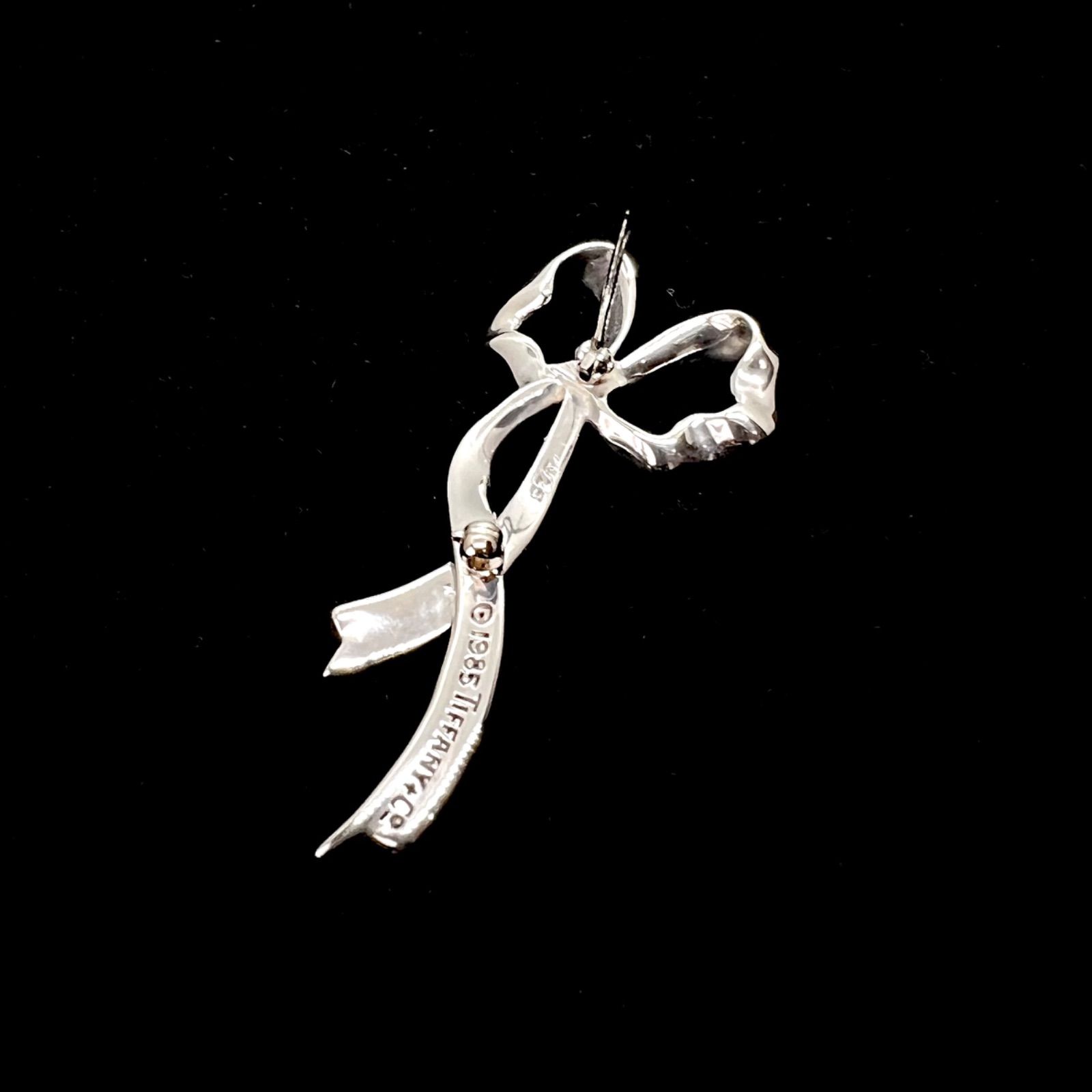 美品☆Tiffany&Co. ティファニー ブローチ リボン シルバー SV925
