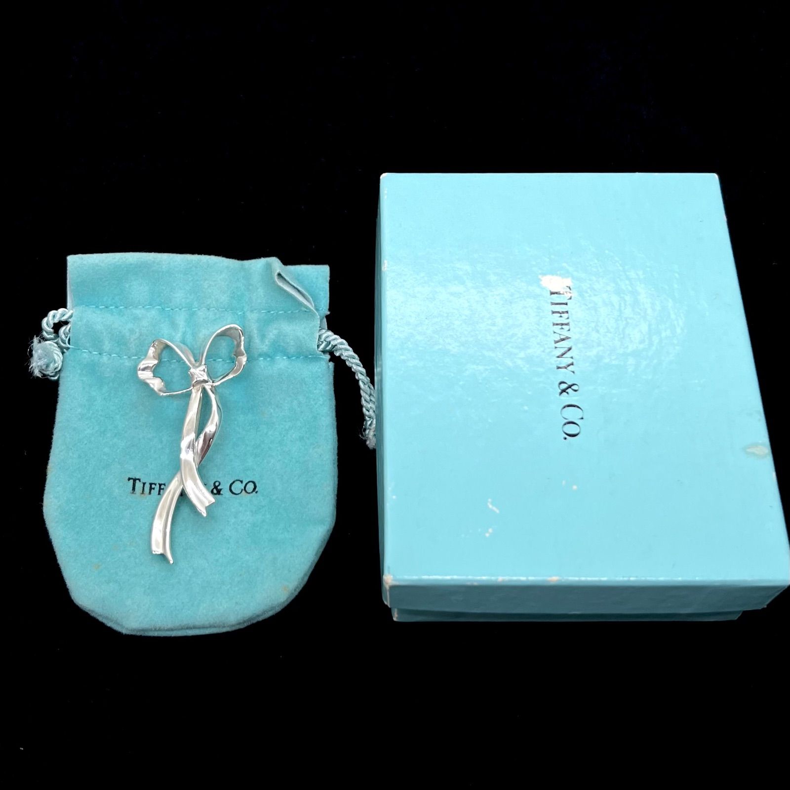 美品☆Tiffany&Co. ティファニー ブローチ リボン シルバー SV925