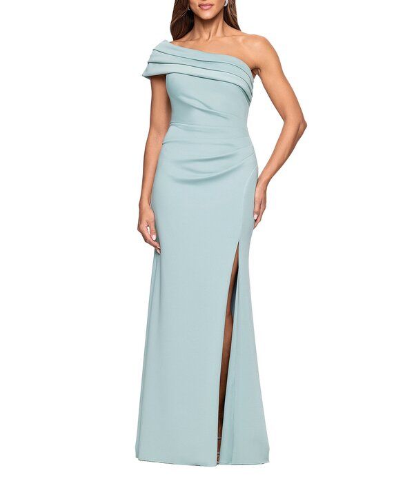 エスケープ レディース トップス ワンピース ギャザー ワンショルダー スキューバ Xscape Ruched OneShoulder Scuba Sheath Gown Sage セージ