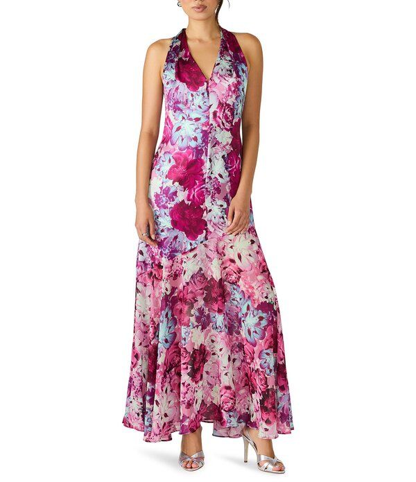 スティーブ マデン レディース トップス ワンピース フラワー柄 マキシ フラワー ホルター Steve Madden Jesika Woven Sleveless Halter Floral Sheath Maxi Dress Pink Multi ピンク