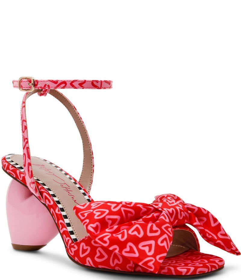 ベッツィジョンソン レディース シューズ サンダル プリント Betsey Johnson Kendal Heart Print Oversized Bow Dress Sandals RedMulti レッド