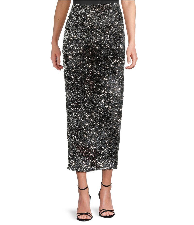 マレーラ レディース ボトムス スカート スパンコール ジャージー マキシ Marella Jancy Sequin Jersey Pencil Maxi Skirt Grey グレー