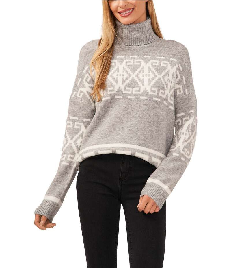 セセ レディース アウター パーカー・スウェット タートルネック セーター ニット CeCe Knit Turtleneck Long Sleeve Sweater Lt Heather Grey グレー