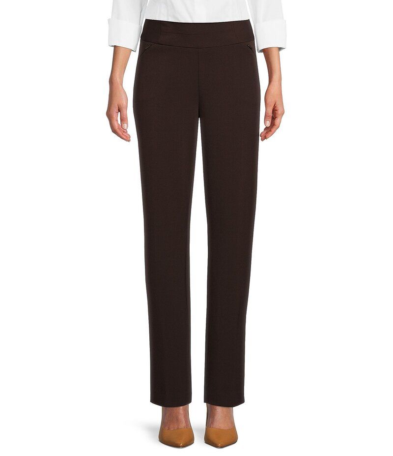 インベストメンツ レディース ボトムス カジュアルパンツ ストレート プチ パンツ Investments Petite Size the PARK AVE fit PullOn Straight Leg Pants Coffee コーヒー