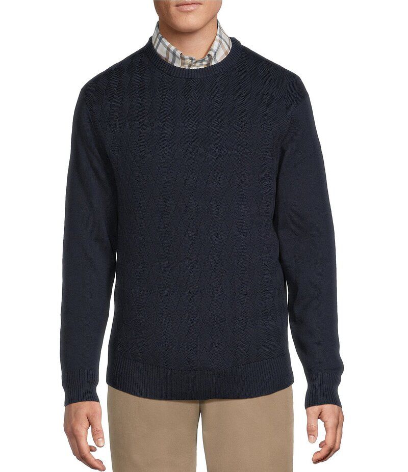 ダニエル クレミュ メンズ アウター パーカー・スウェット セーター Daniel Cremieux Signature Label Supima Diamond Pattern Sweater Dark Navy ネイビー
