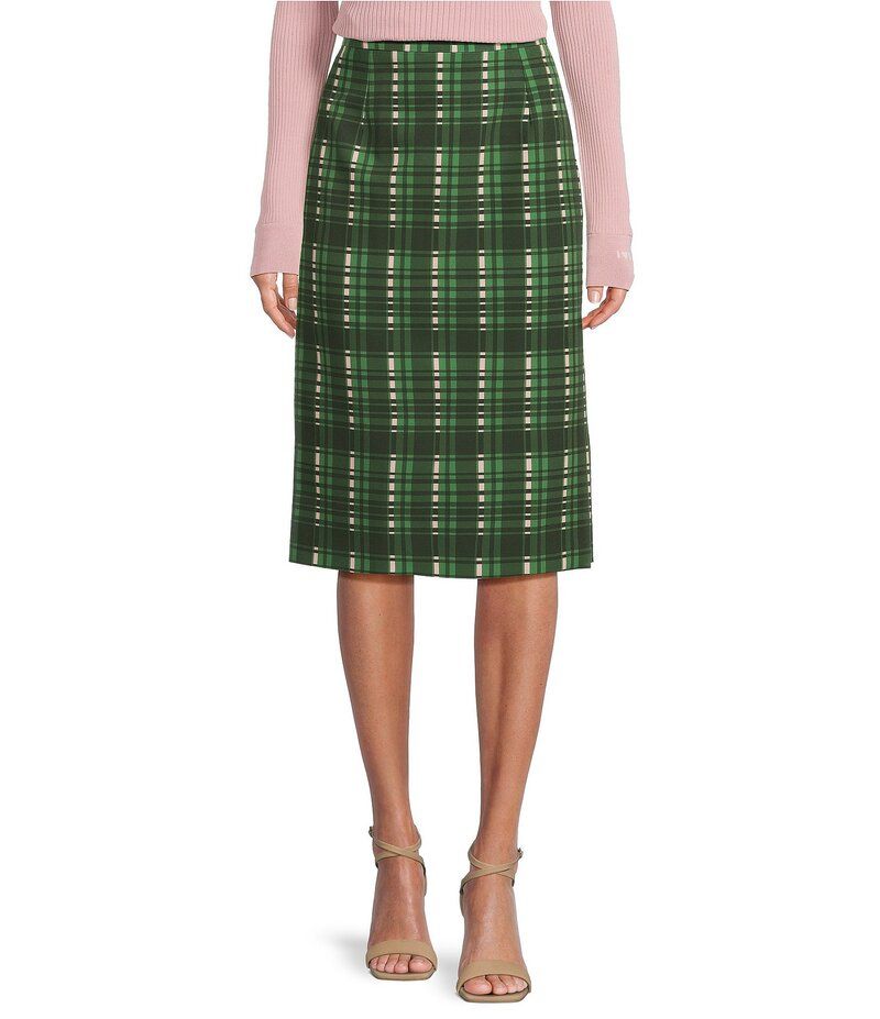 タラジャーモン レディース ボトムス スカート プリント Tara Jarmon Jaden Woven Plaid Print Pencil Skirt Cactus チェック