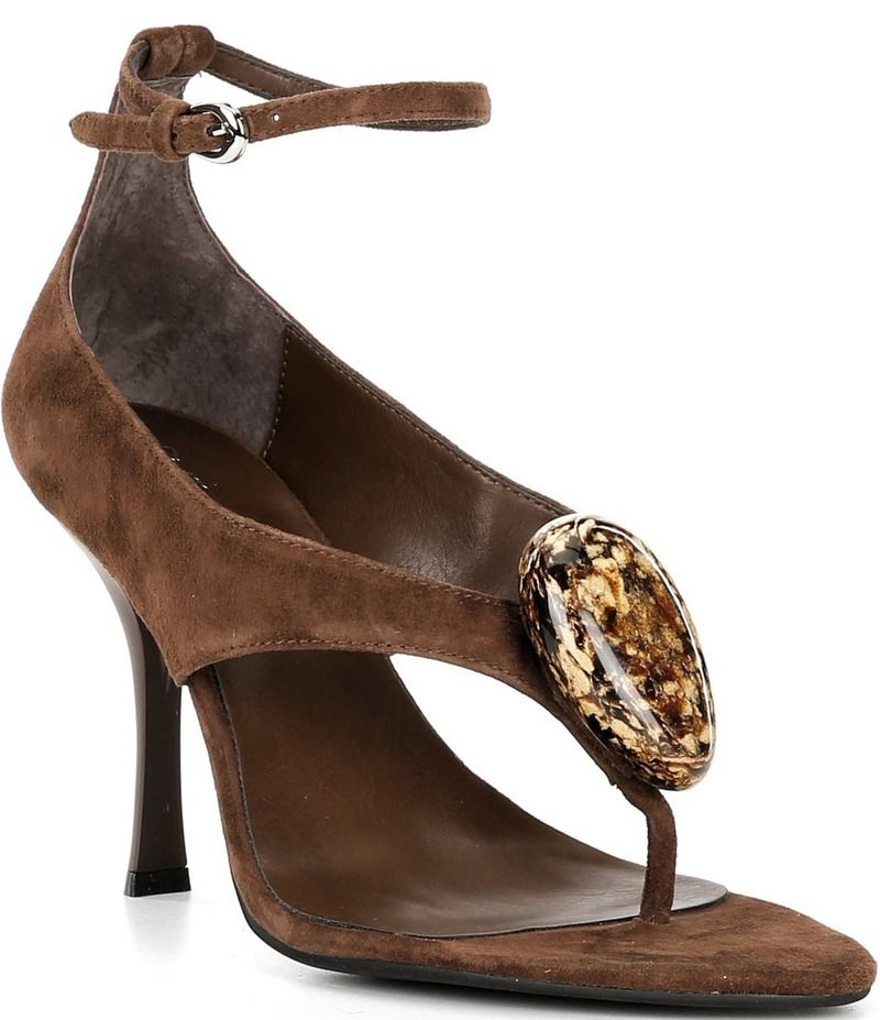 ジェフリー キャンベル レディース シューズ ヒール サンダル スエード アンクル Jeffrey Campbell Bronzite Suede Gemstone Ornament Ankle Strap Thong Dress Sandals Brown