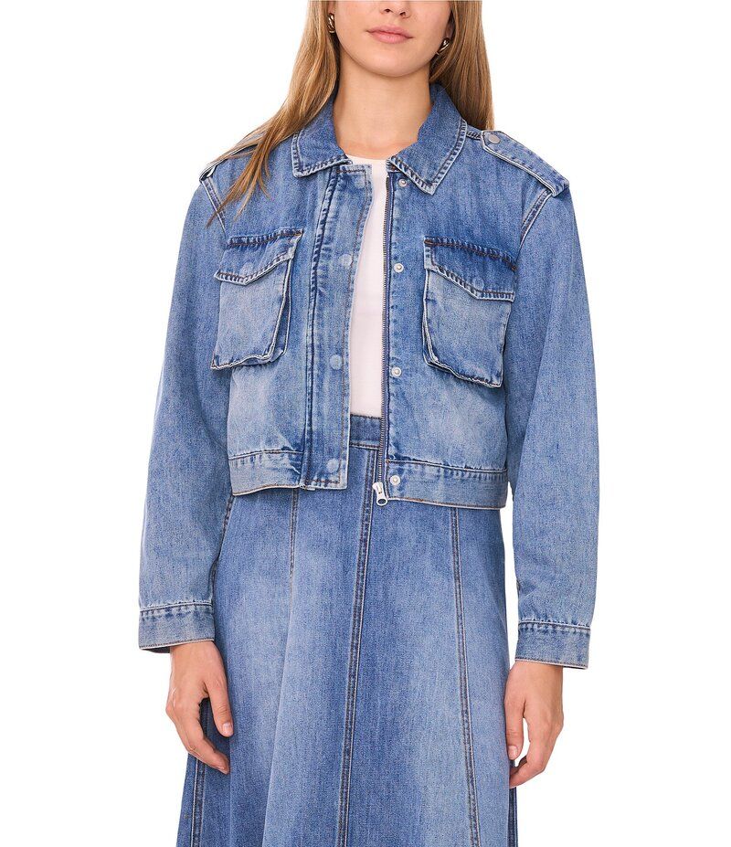 ワンステート レディース アウター コート Vネック ドロップショルダー デニム ジャケット 1 STATE Denim VNeck Long Sleeve Drop Shoulder Button Front Jacket Light Blue Wash ブ 9,235円