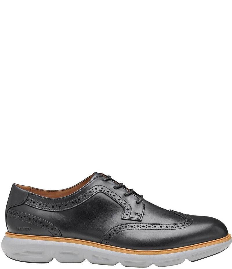 ジョンストンアンドマーフィー メンズ シューズ ドレスシューズ ウィングチップ オックスフォード ブローグ レザー Johnston Murphy Mens Larkin Leather Brogue Detail Wingtip Oxfords Black