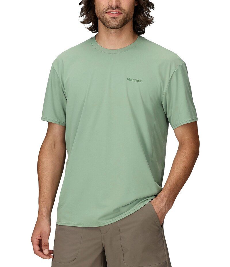 マーモット メンズ トップス シャツ Tシャツ Marmot AirExchange SolarShield Short Sleeve TShirt Agate Green グリーン