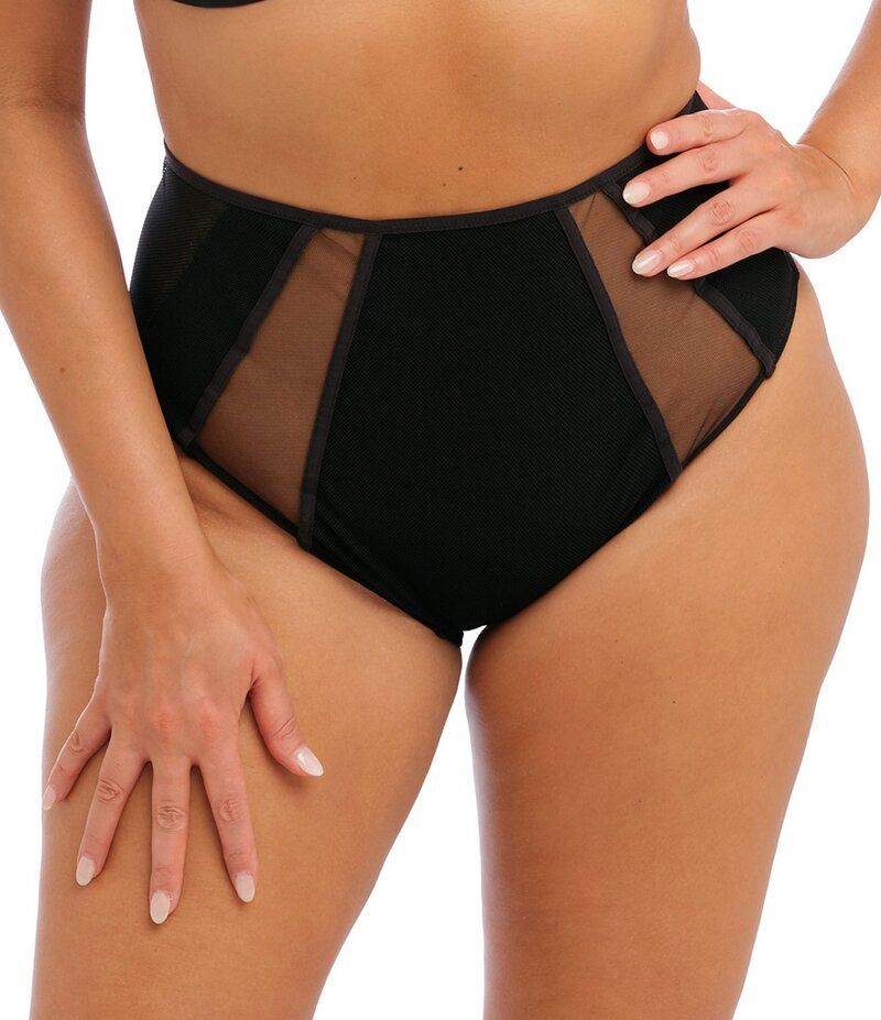 エロミ レディース アンダーウェア パンツ メッシュ Elomi Kintai Mesh Sides Brief Panty Black ブラック