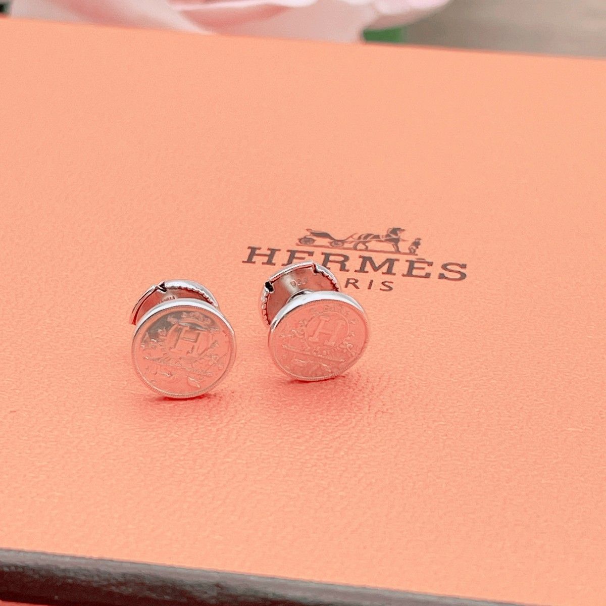 ◇エルメス◇新品仕上済 HERMES エクスリブリス ピアス Ag925 シルバー 2.25g ブランド