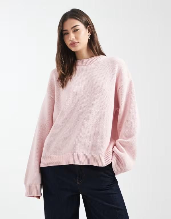 エイソス レディース アウター ニット・セーター コットン ASOS DESIGN knit wide sleeves cotton blend sweater pink ピンク