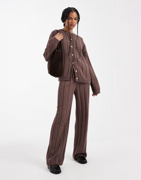 エイソス レディース ボトムス カジュアルパンツ コットン ニット ASOS DESIGN knit cotton pants in mocha part of a set Mocha モカ