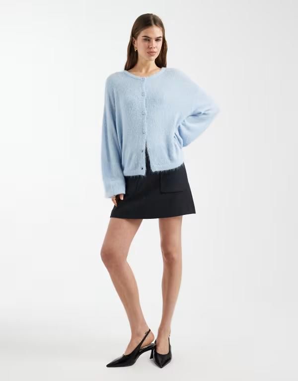 ピーシーズ レディース アウター カーディガン ニット PIECES knit cardigan in sky blue melange Sky Blue ブルー