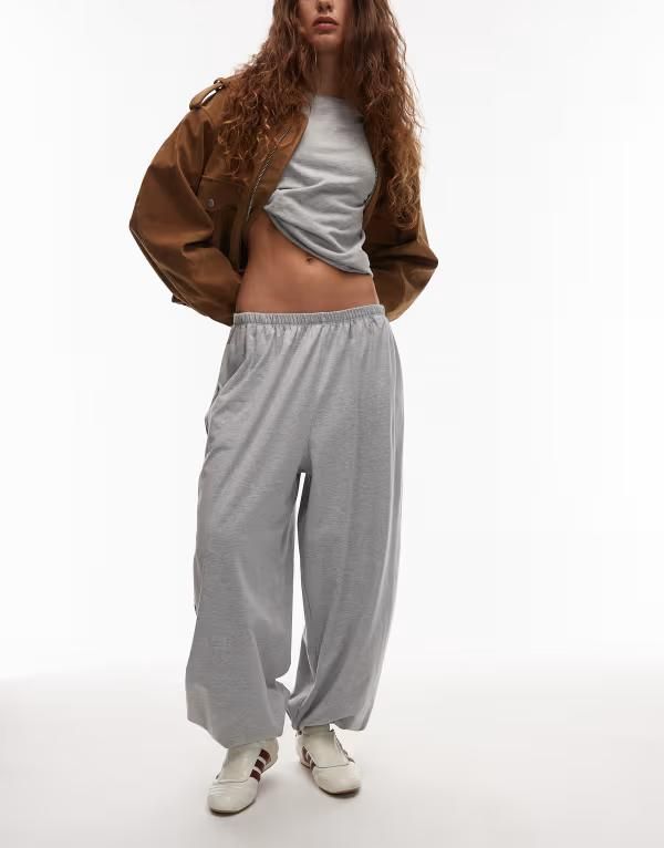 エイソス レディース ボトムス カジュアルパンツ パンツ ASOS DESIGN balloon leg pants in heather Gray Heather グレー