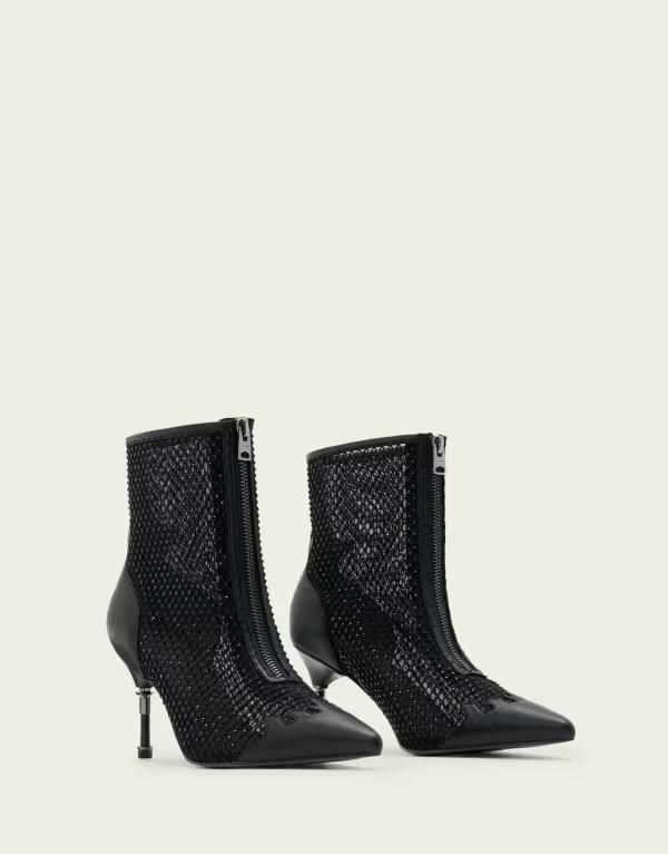 オールセインツ レディース シューズ ブーツ・レインブーツ メッシュ Allsaints Natasha mesh pointed toe boots Black ブラック