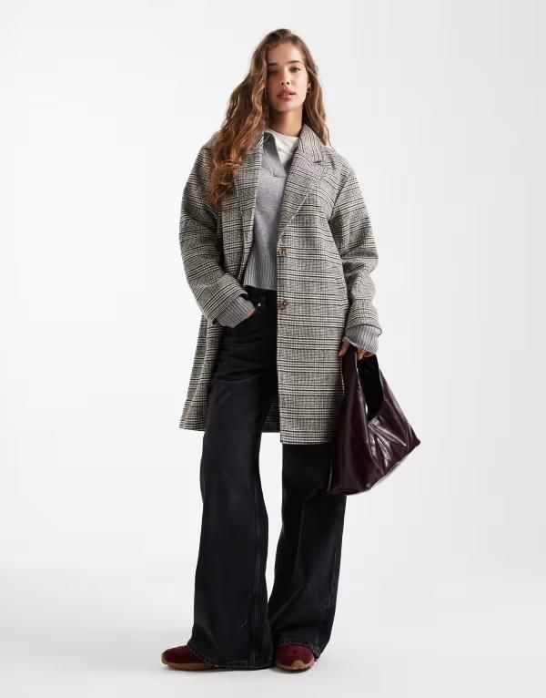 マンゴ レディース アウター コート Tシャツ Mango Teen tailored coat plaid Brown ブラウン