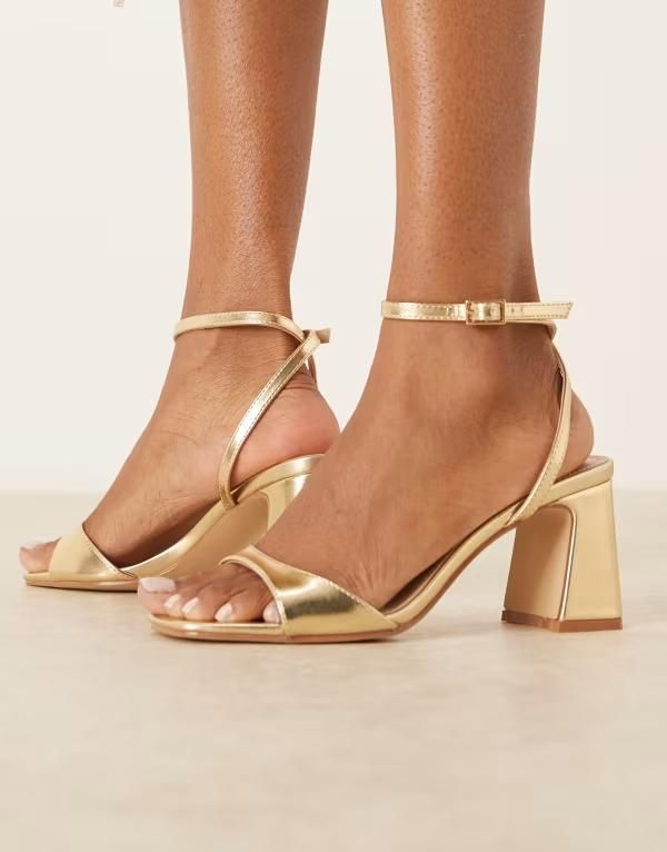 レイド レディース シューズ サンダル ヒール RAID Cora block heeled sandals Gold pu ゴールド