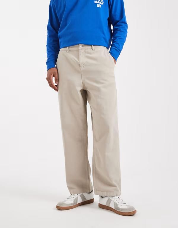 エイソス メンズ ボトムス カジュアルパンツ パンツ ASOS DESIGN relaxed tapered pants in stone STONE ストーン