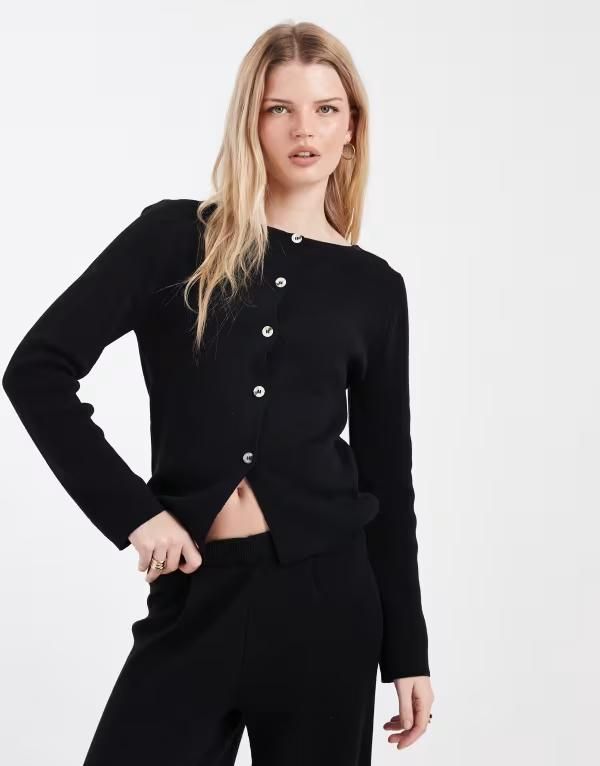 エイソス レディース アウター カーディガン ニット ASOS DESIGN knit cardigan part of a set Black ブラック