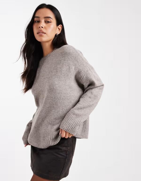 ヴェロモーダ レディース アウター ニット・セーター セーター Vero Moda soft oneck sweater in moon rock HEATHERED MOON ROCK