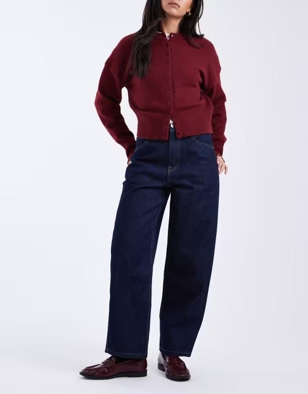 エイソス レディース ボトムス デニムパンツ ウエストマーク アンクル ジーンズ ASOS DESIGN ankle grazer barrel leg jeans with cinched waist in rinse Rinse