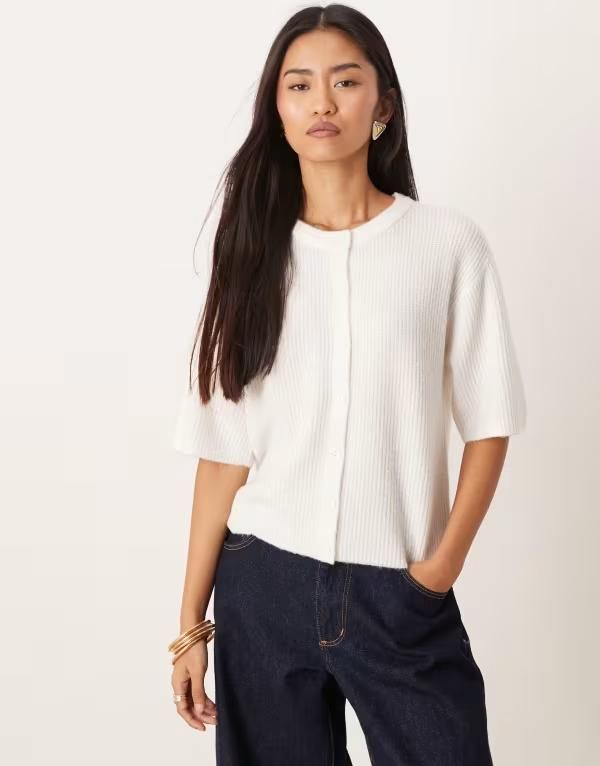ジェイディーワイ レディース アウター カーディガン ニット JDY short sleeve knit cardigan CLOUDANCER ホワイト 12,586円