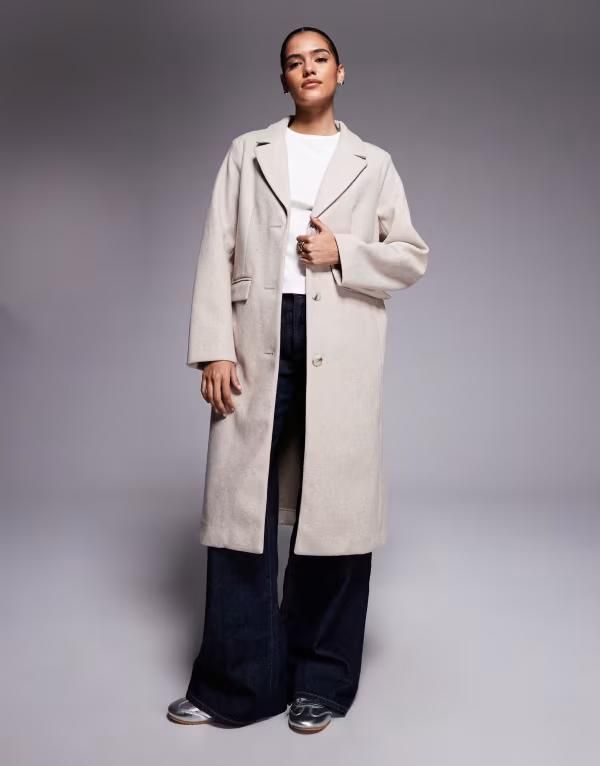 リバーアイランド レディース アウター コート River Island brushed longline coat in light Light beige ベージュ