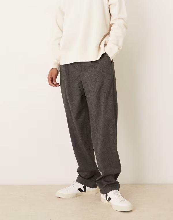 マンゴ メンズ ボトムス カジュアルパンツ パンツ Mango pleat front tailored pants Gray グレー