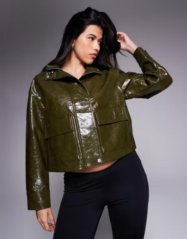 リバーアイランド レディース アウター ジャケット・ブルゾン レザー フェイクレザー ジャケット River Island faux leather jacket in dark Dark brown ブラウン
