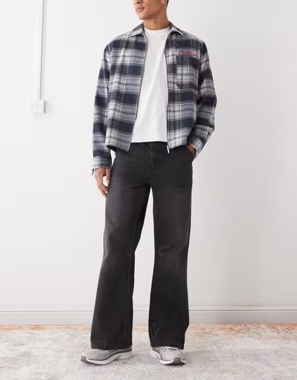 コルージョン メンズ ボトムス デニムパンツ ジーンズ COLLUSION flare jeans in washed WASHED BLACK ブラック