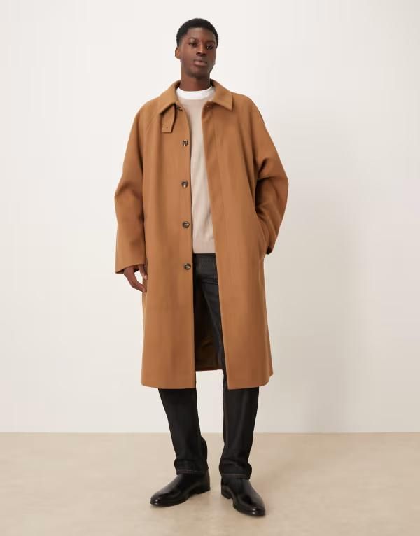 エイソス メンズ アウター コート ウール ASOS DESIGN wool look overcoat in tobacco Tobacco