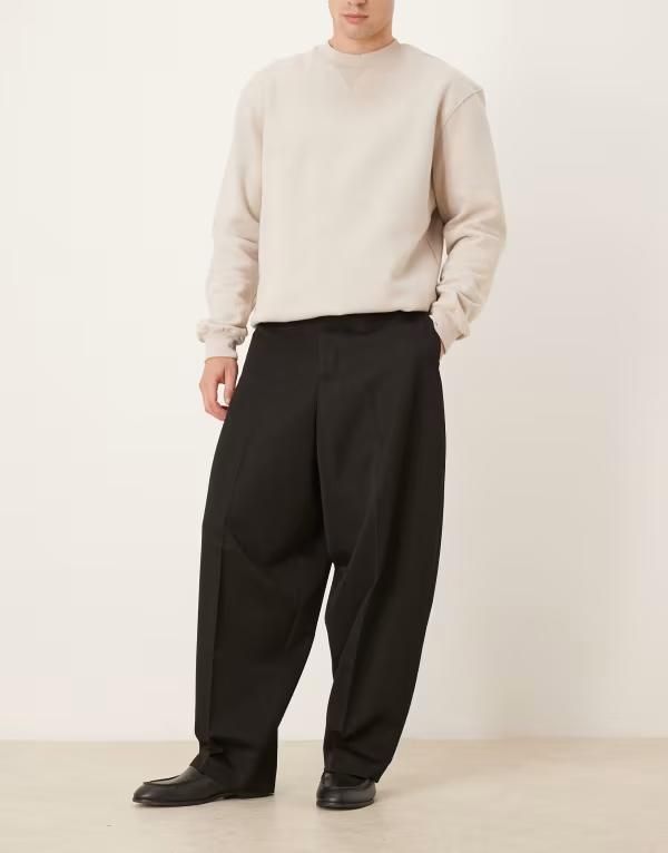 エイソス メンズ ボトムス カジュアルパンツ パンツ ASOS DESIGN extreme tapered dress pants Black ブラック