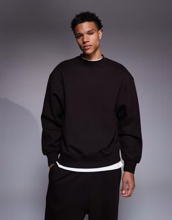 エイソス メンズ アウター パーカー・スウェット スウェット シャツ ASOS DESIGN premium heavyweight oversized sweatshirt in 400 gsm Mole ブラウン