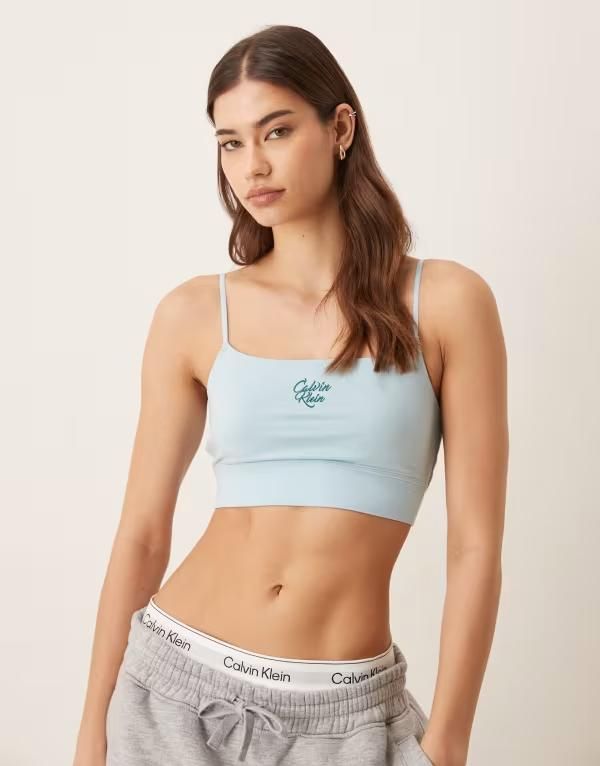 カルバンクライン レディース アンダーウェア ブラジャー ロゴ Calvin Klein Modern Logo patch bralette in pale MBLUE ブルー