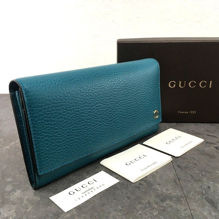 送料込み！ 未使用品 GUCCI 449279 長財布 インターロッキング ブルー 箱付き 395