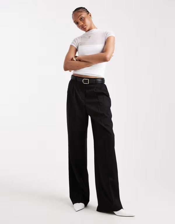 ベロモーダ レディース ボトムス カジュアルパンツ パンツ Vero Moda Tall dad fit tailored pants Black ブラック