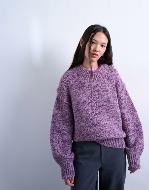 トップショップ レディース アウター ニット・セーター セーター ニット Topshop knit fluffy twisted yarn sweater Purple パープル 17,745円