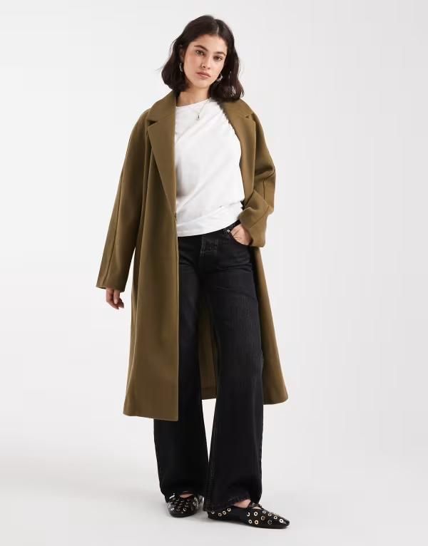 エイソス レディース アウター ジャケット・ブルゾン コート ASOS DESIGN throw on overcoat in olive Olive オリーブ