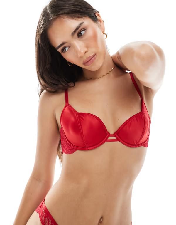 ドリーナ レディース アンダーウェア ブラジャー Dorina Amar light padded demi bra RED レッド