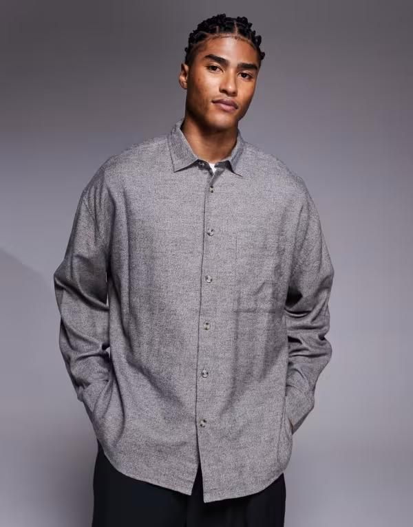 エイソス メンズ トップス シャツ ASOS DESIGN volume oversized shirt Gray グレー