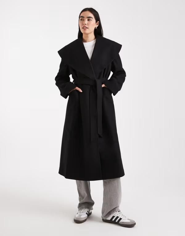 ミスセルフフリッジ レディース アウター コート Miss Selfridge formal wrap coat Black ブラック